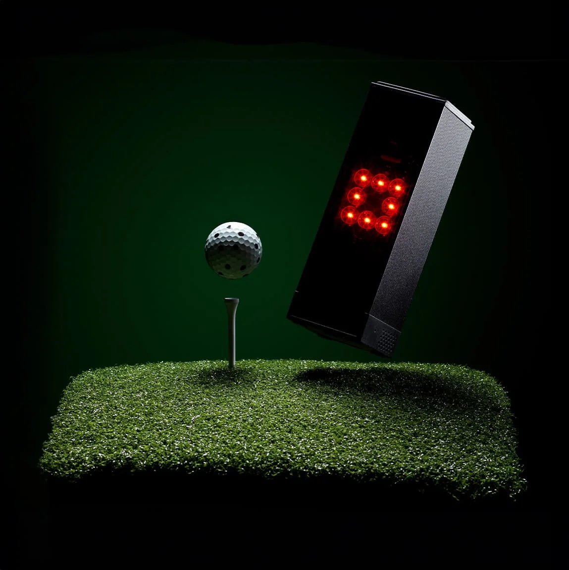 Square Golf Simulator Green Black Background Ball Tee