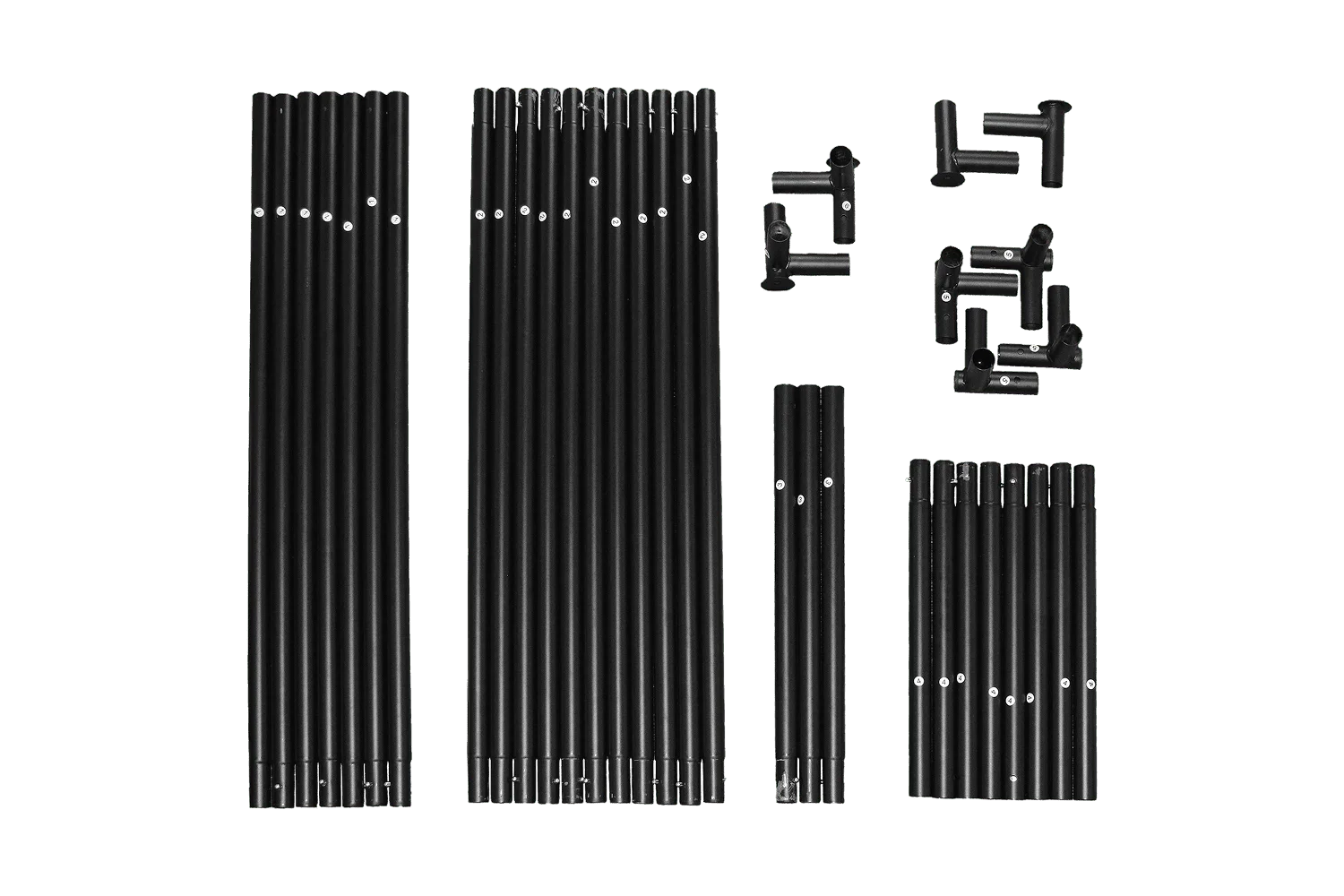 Sturdy steel poles with easy connection