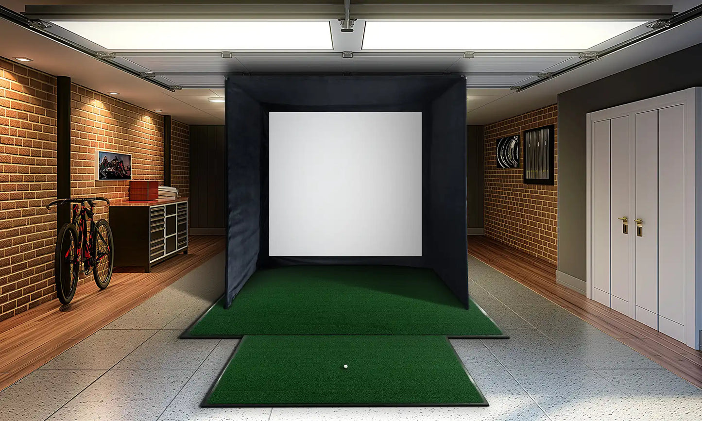 SimSpace golf enclosure in a garage setting